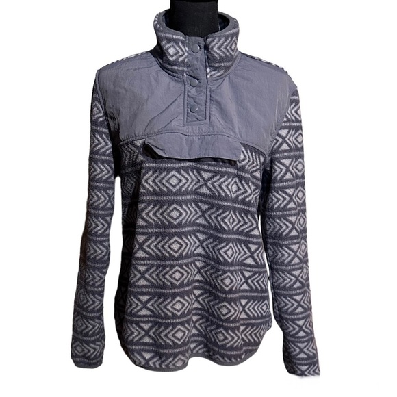 Sierra Designs Gray Geo Print Fleece Pullover Jacket Top Women's L Large - Picture 1 of 8